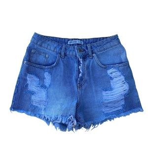 Zara Denim Distressed Highwaisted Shorts